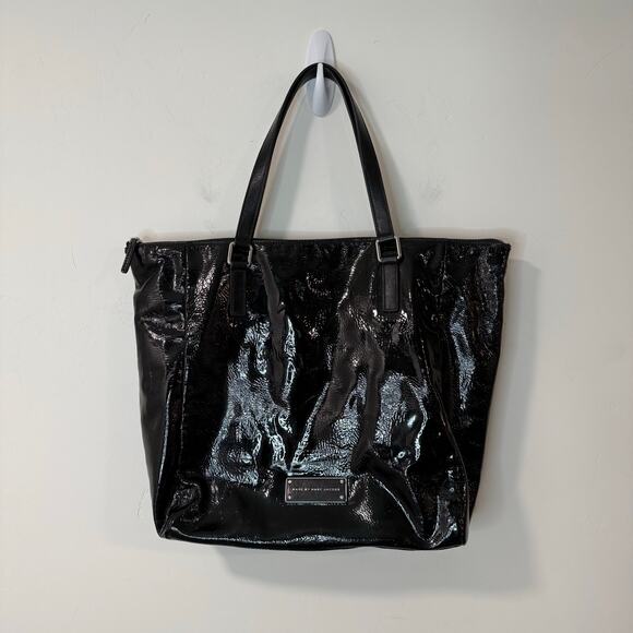 Marc by Marc Jacobs Faux Patent Leather Tote Purse Handbag Bag Black - Picture 1 of 10